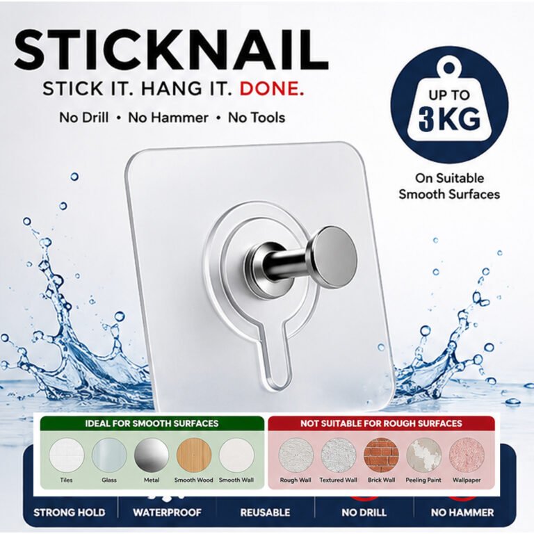 STICKNAIL Self Adhesive Wall Hooks (pack of 10 pieces) Hover Image