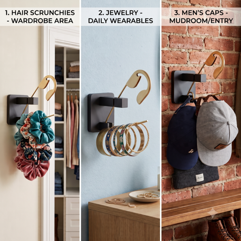 multipurpose wall mount organizer for scrunchies, jewellery, caps and keys